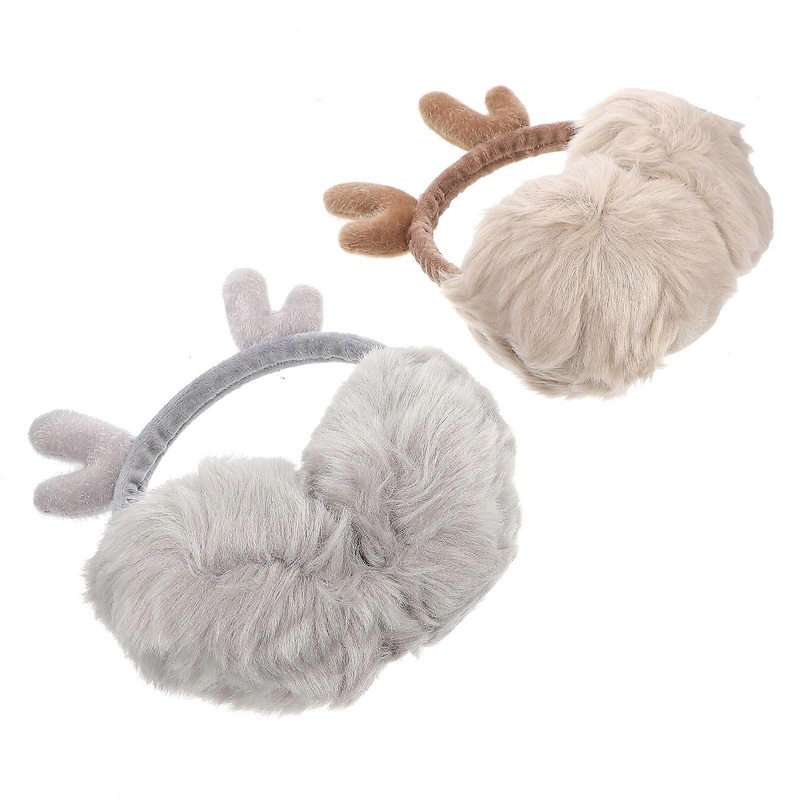 Ear Protection Warm Earmuffs Ladies Winter Sports Khaki Furry Material 2Pcs | Fruugo SG