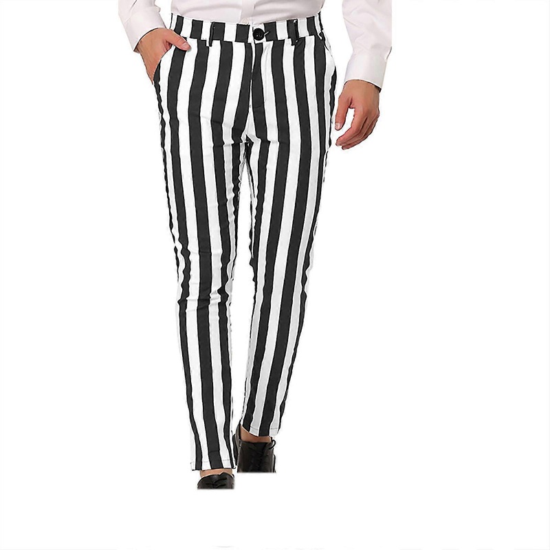 Men’s Stripe Personalized Pants Pocket Button Suit Pants Leggings Casual Pants | Fruugo SG