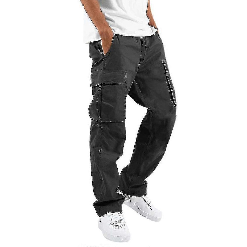 Mens Cargo Combat Pockets Work Trousers Loose Baggy Wide Leg Long Pants Casual Work Wear | Fruugo SG