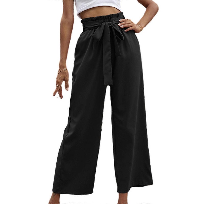 (NEWPATTERN)Women’s Casual Long Pants High Waist Belted Paper Bag Work Pant Trousers with Pockets | Fruugo SG