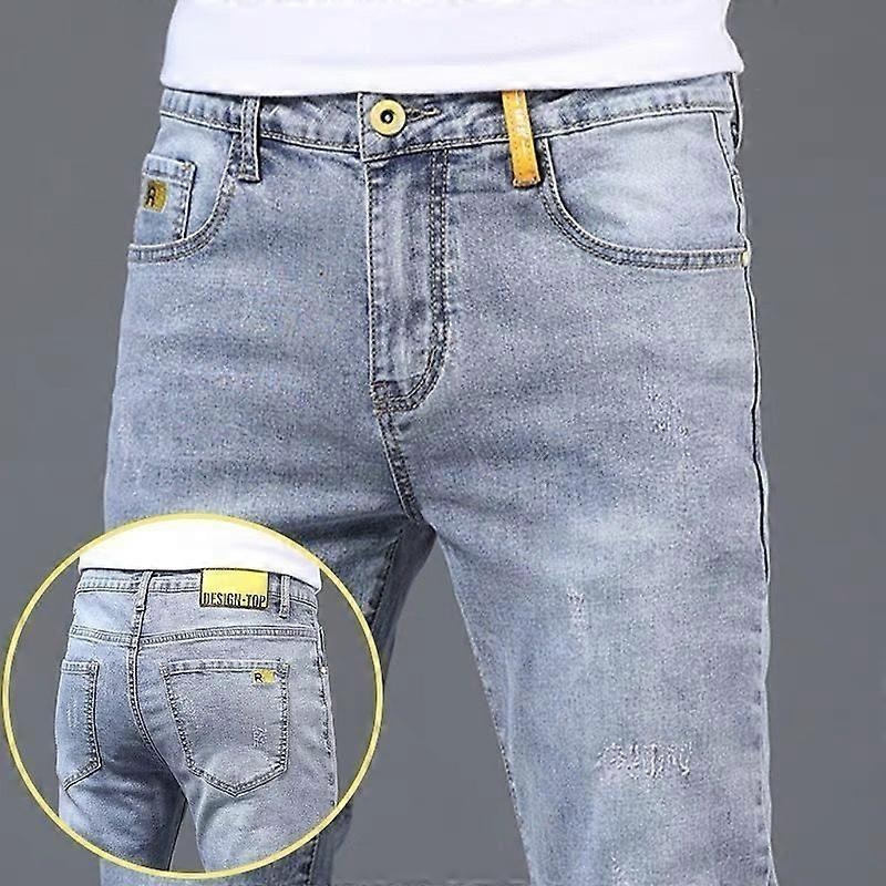 2023 Spring and Autumn new Fashion Solid Color Ripped Jeans Men’s Casual Slim Comfortable Large Size High-Quality Trousers 28-36 | Fruugo SG