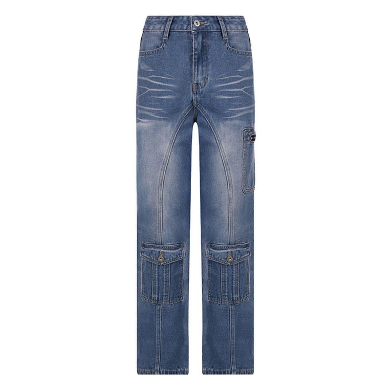 Womens Low Waist Baggy Cargo Jeans Harajuku Multi Pockets Casual Straight Wide Leg Pants Oversized Loose Demin Trousers  S | Fruugo SG