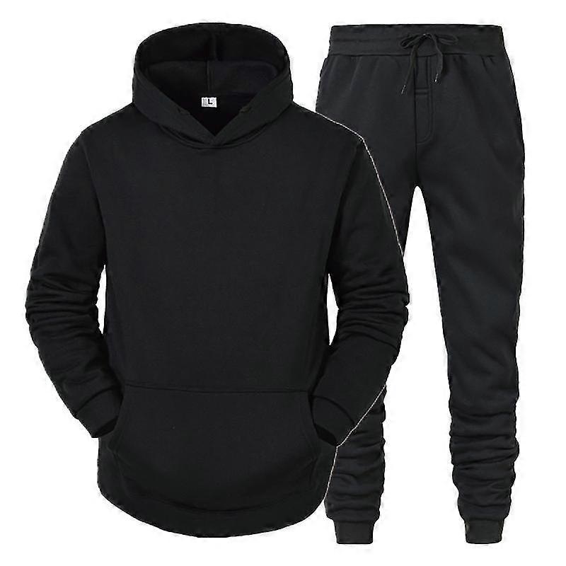 2Pcs/Set Long Sleeve Elastic Waist Mid-rise Thickened Sportswear Set Men Winter Solid Color Pockets | Fruugo SG