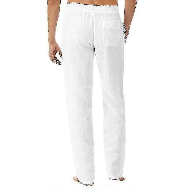 A-Men Cotton Linen Pants Elasticated Waist Casual Beach Yoga Trousers | Fruugo SG