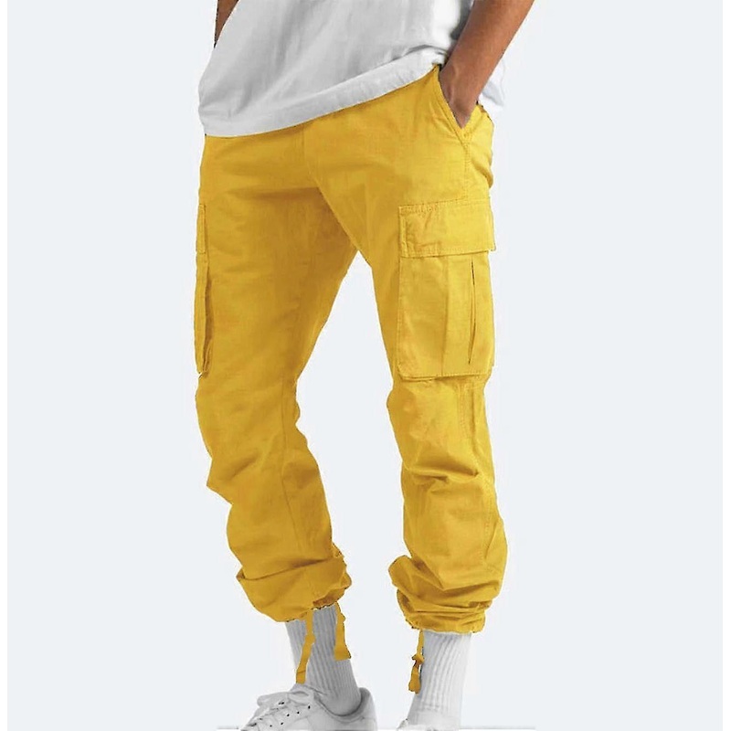 Men Solid Casual Multiple Pockets Outdoor Straight Type Fitness Pants Cargo Pants Trousers | Fruugo SG