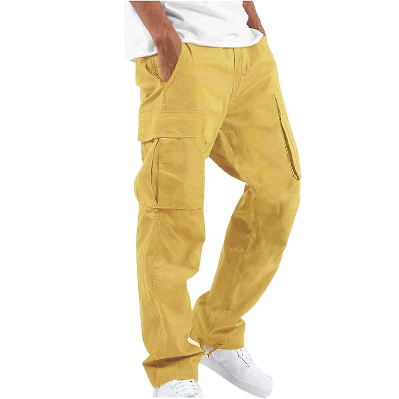 Men Solid Casual Multiple Pockets Outdoor Straight Type Fitness Pants Cargo Pants Trousers-MXBC | Fruugo SG