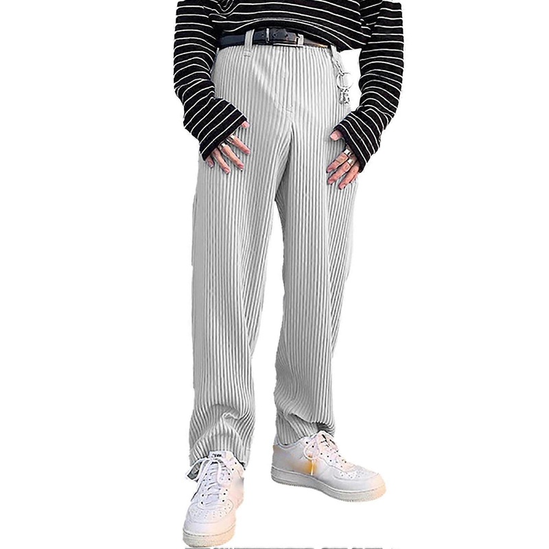 Corduroy Trousers Casual Loose Fit Trendy Solid Color Soft Warm Men’s Trousers for Autumn | Fruugo SG
