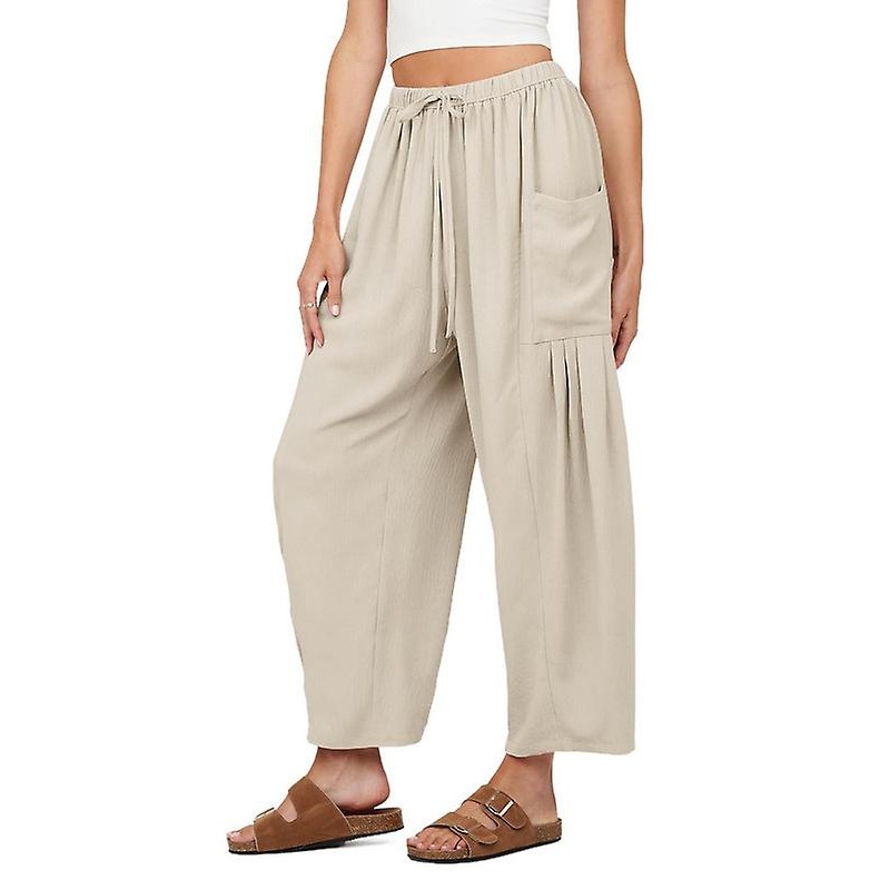 Womens Linen Wide Leg Pants 2024 Casual Loose Lightweigt Beach Harem Pants | Fruugo SG