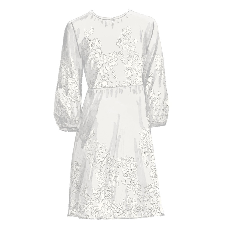 Crew Neck Tier Dress|White|0|2|4|6|8|10|12|14|16|18