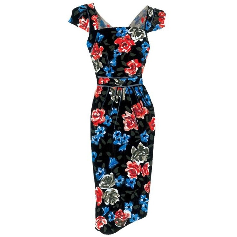 Retro Floral Dress|Black Floral|0|2|4|6|8|10|12|14|16|18|20|22