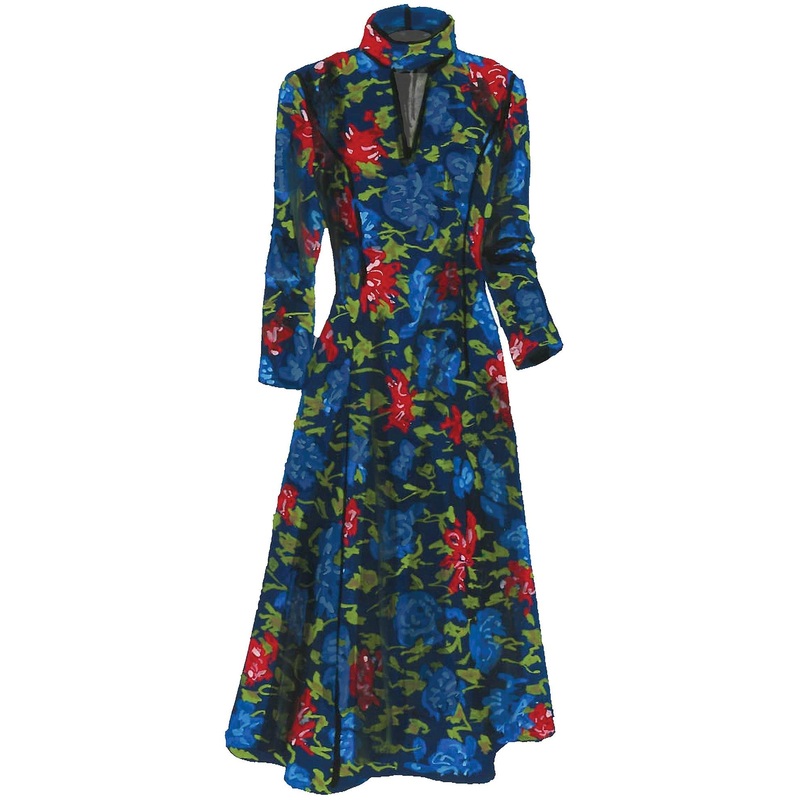 Cut-out Neckline Dress|Navy Floral|Navy|0|2|4|6|8|10|12|14|16|18|20|22