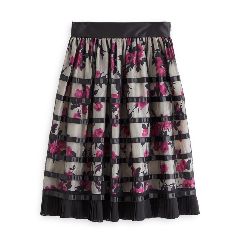 Floral Ribbon Skirt|Black|0|2|4|6|8|10|12|14|16|18|20|22