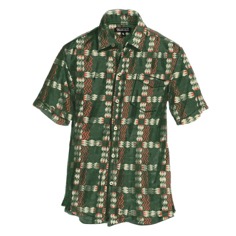 Indonesian Batik Shirt|Green Yellow|Red Black|Small|Medium|Large|X-Large|XX Large