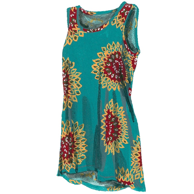 Starburst Pattern Tank|Teal|Black|XX Small|X Small|Small|Medium|Large|X Large