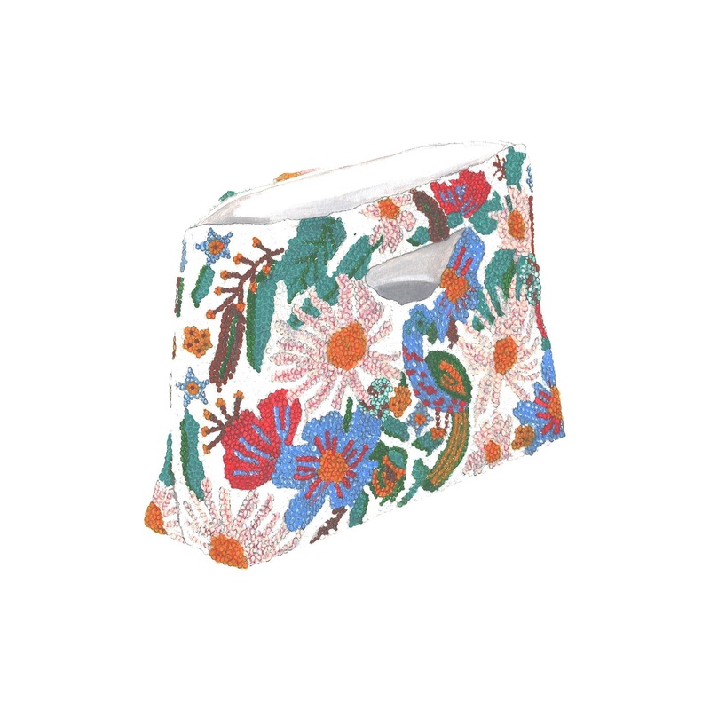 Tropical Beaded Clutch|White Multi|OS