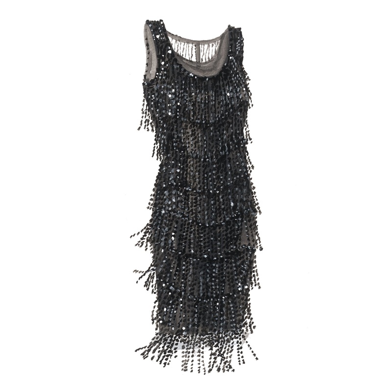 1927 Party Dress|Black|2|4|6|8|10|12|14|16|18|20