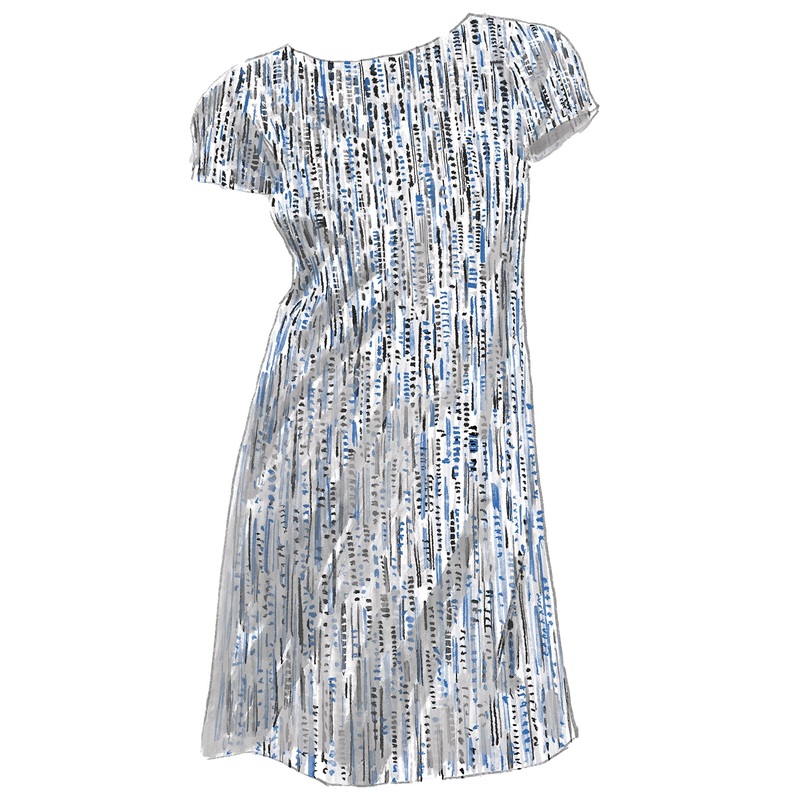 ’60s Melange Tweed Dress|Black Blue|0|2|4|6|8|10|12|14|16|18