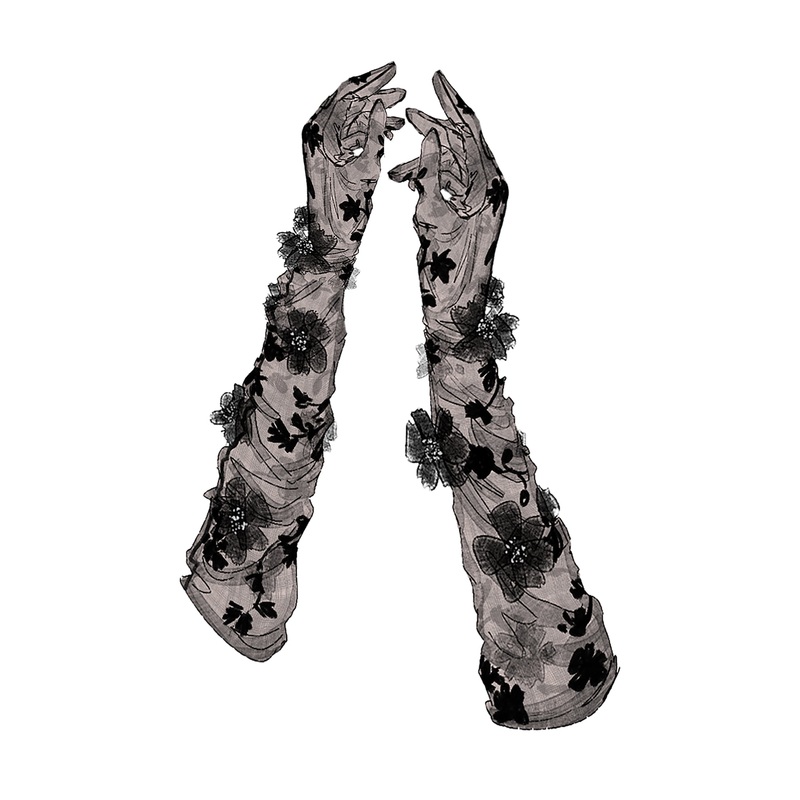 Black Dahlia Opera Gloves|Black|One Size