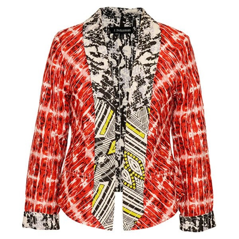 Multi Colored Shawl Blazer|Red Print|0|2|4|6|8|10|12|14|16|18|20