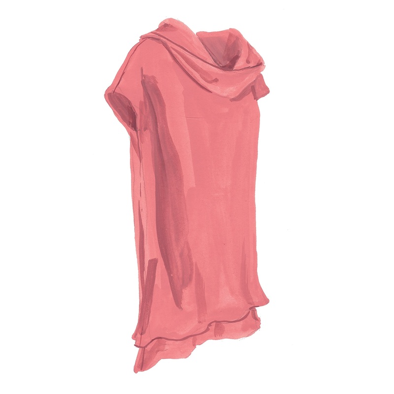 Layered Silk Tunic|Pink|Large