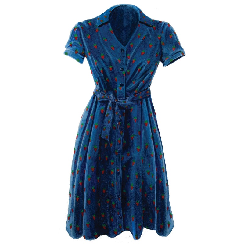 Strawberry Dress|Navy Print|0|10|12|14|16|18|2|4|6|8
