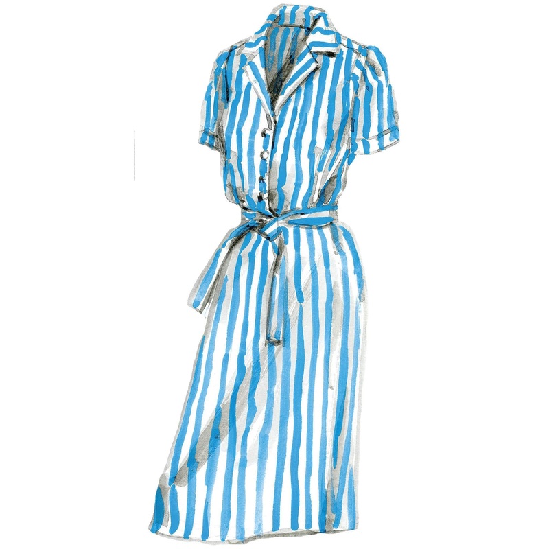 Striped Day Dress|Light Blue|Pink|0|2|4|6|8|10|12|14|16