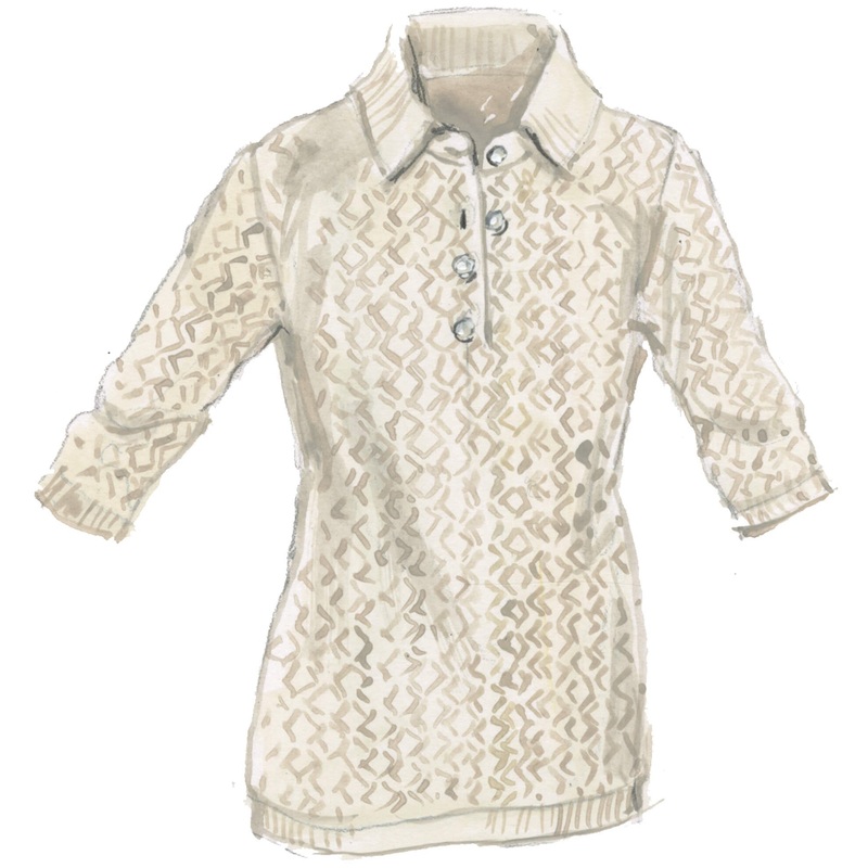 Pointelle Polo|Natural|Navy|X Small|Small|Medium|Large|X Large