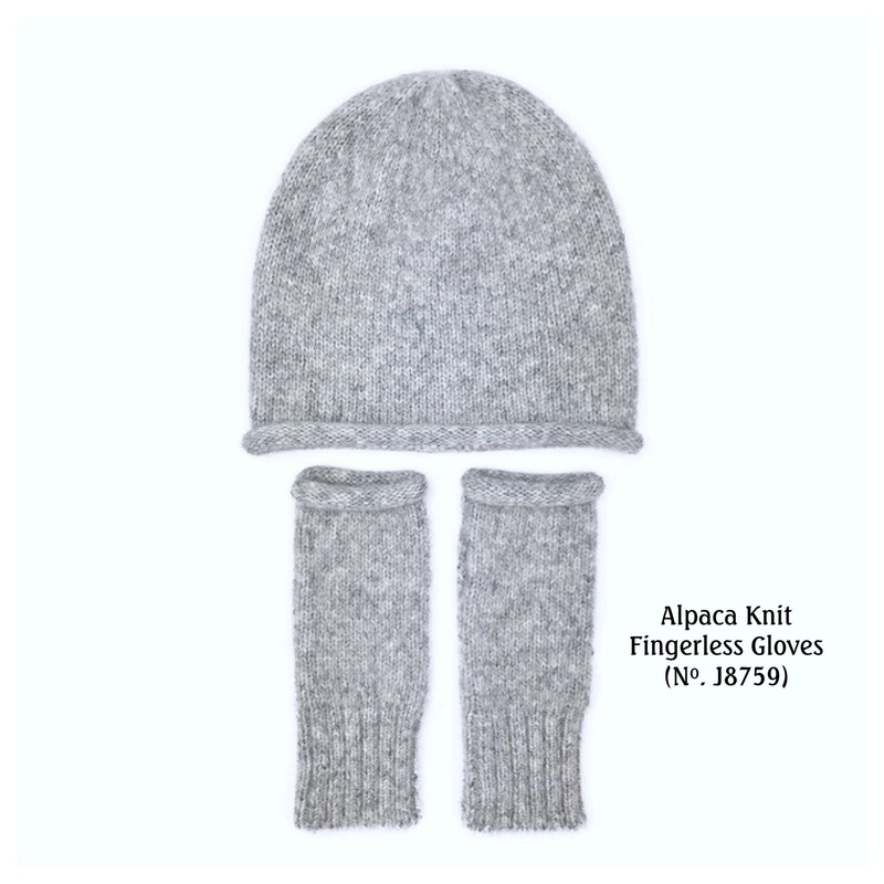 Alpaca Knit Fingerless Gloves|Grey|Snow|Black|One Size