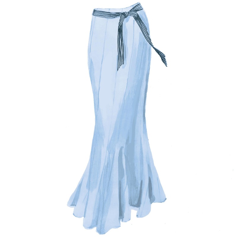 1930’s Silk Linen Gore Skirt|Pale Blue|0|2|4|6|8|10|12|14|16|18|20|22