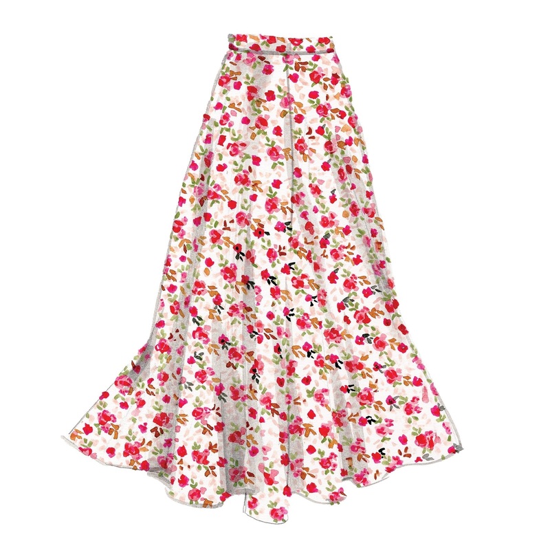 1940s Rose Circle Skirt|Red Pink|X Small|Small|Medium|Large|X Large|XX Large