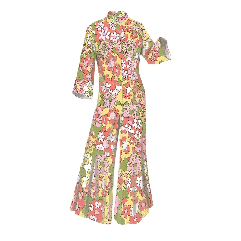 1960s Mod Jumpsuit|Pink Green|X Small|Small|Medium|Large|X Large|XX Large