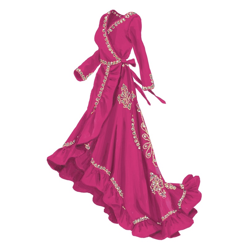 Flamenco Dress|Raspberry Rose|X Small|Small|Medium|Large|X Large|XX Large