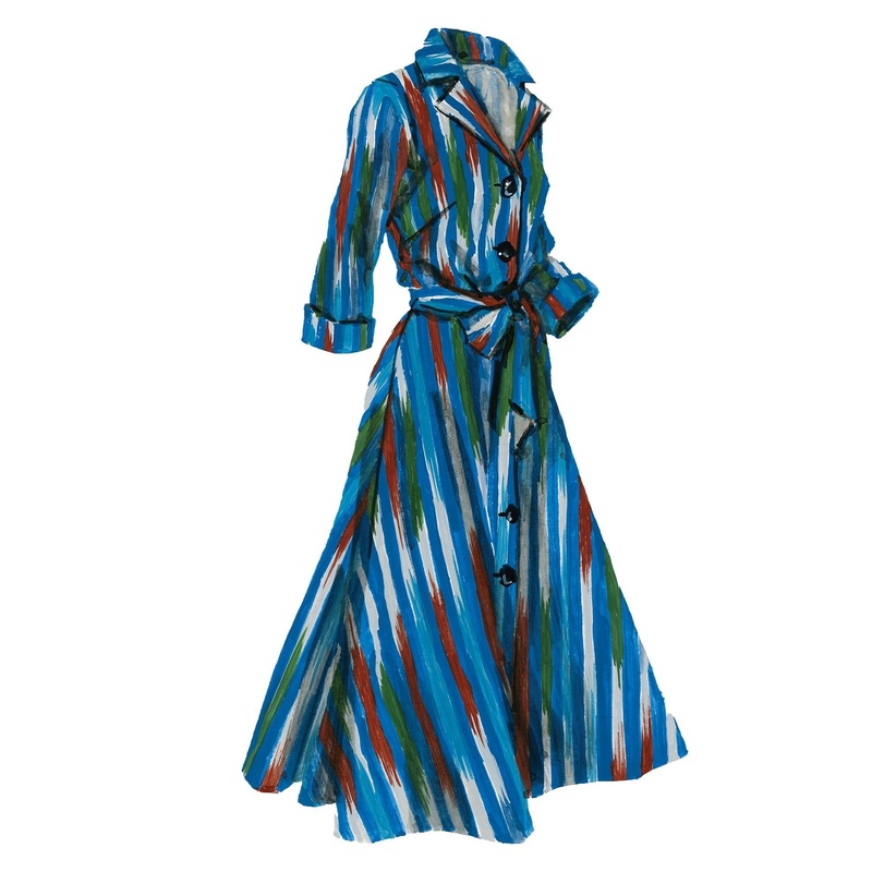 Ikat 1947 Dress|Blue Ikat|0|2|4|6|8|10|12|14|16|18|20|22