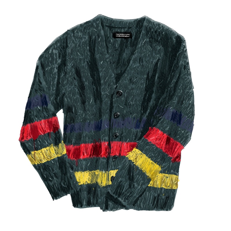 Mohair Cardigan|Olive Stripe|White Stripe|Small|Medium|Large|X Large|XX Large