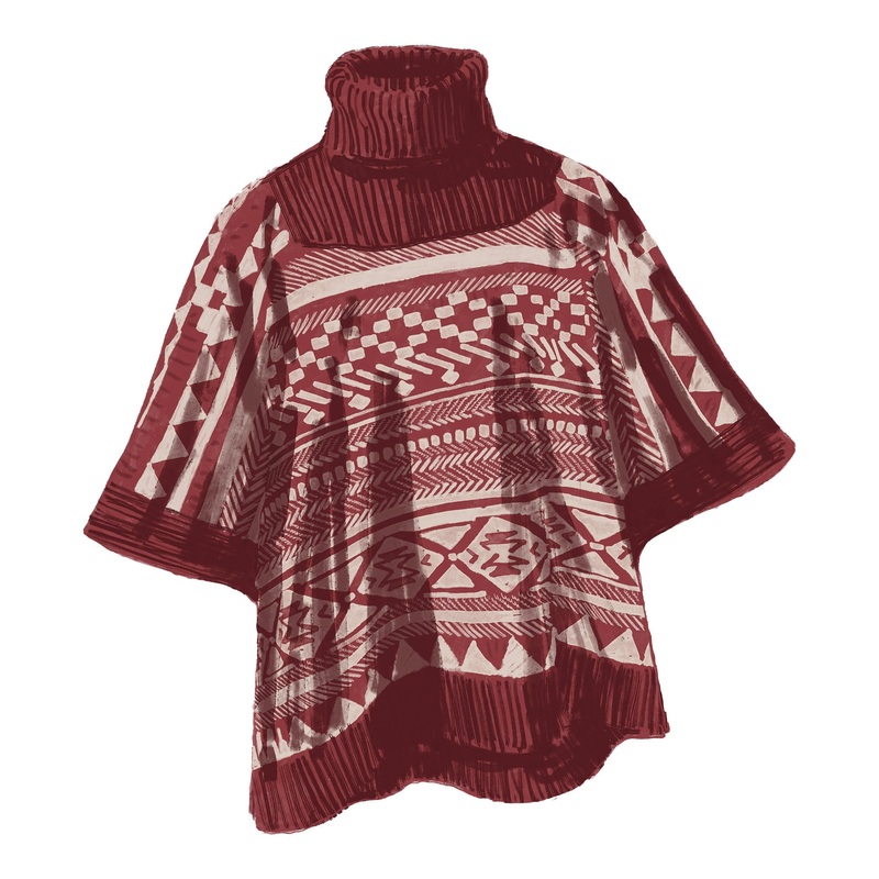 Taos Poncho|Clay Red|Medium|X-Large