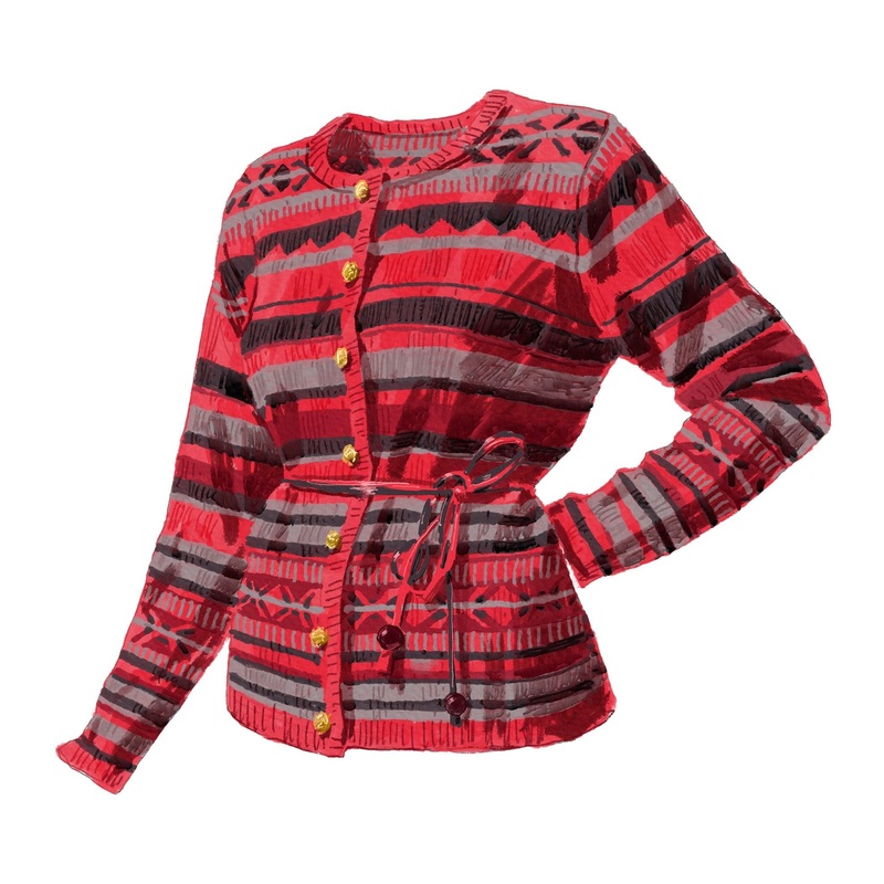 Fair Isle Belted Cardigan|Red Multi|X Small|Small|Medium|Large|X Large|XX Large