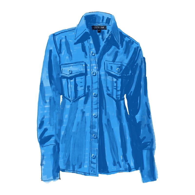 Poplin Field Shirt|French Blue|Pale Pink|Small|Medium|Large|X Large|X Small|XX Large