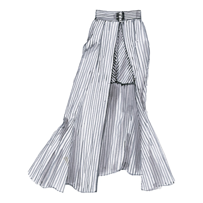 1930s Playsuit Skirt|White Blue Stripe|White Khaki Stripe|10|12|14|16|18|2|20|4|6|8