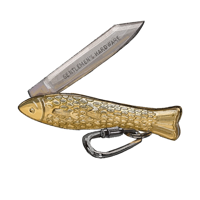 Brass Pocket Fish Penknife|Brass|One Size