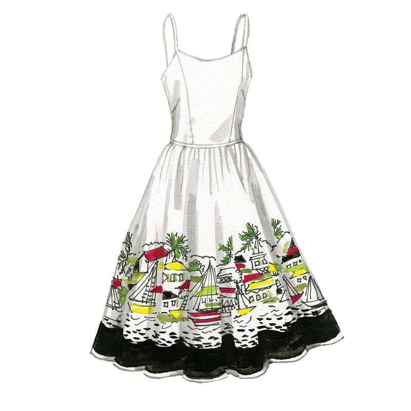 Seascape Fit and Flare Dress|Black White|0|2|4|6|8|10|12|14|16|18|20