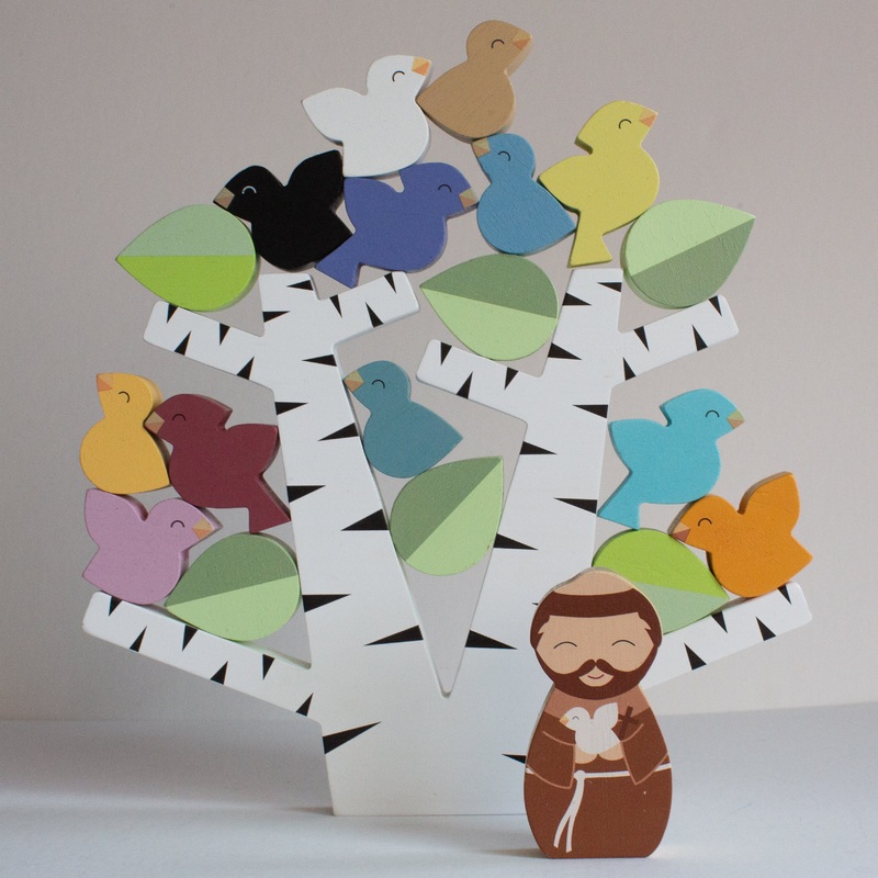 St. Francis Preaches to the Birds Wooden Stacking Toy – No Box