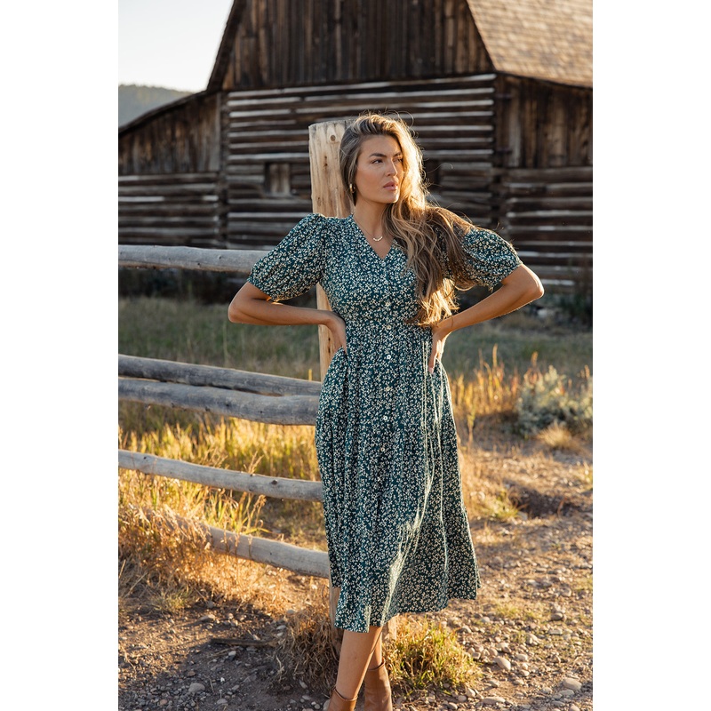 Netherfield Button Down Dress|Teal|S|M|L|XL