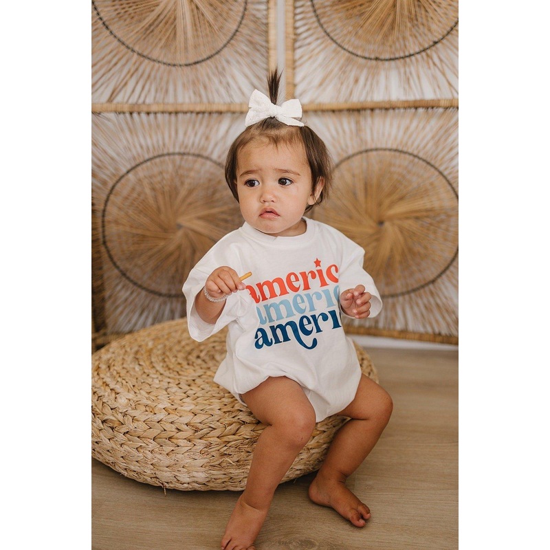 America T-Shirt Romper|0-3 months|3-6 months|6-9 months|9-12 months|12-18 months|18-24 months