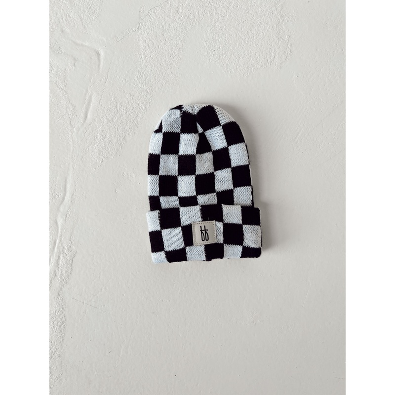 ff Knit Beanie  | Black + White Checkerboard