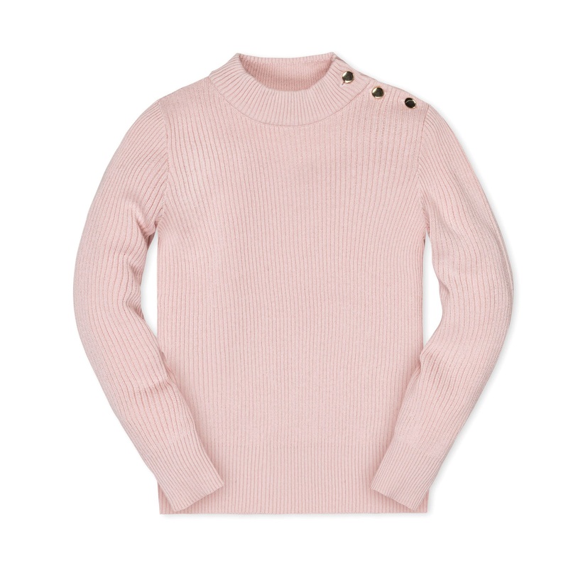 Organic Mock Neck Sweater|XX-Small|X-Small|Small|Medium|Large|Pale Pink