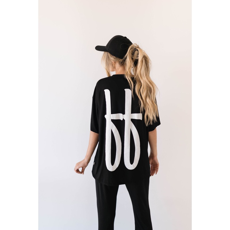 Short Sleeve Women’s Bamboo Lounge Set | Black ff Signature