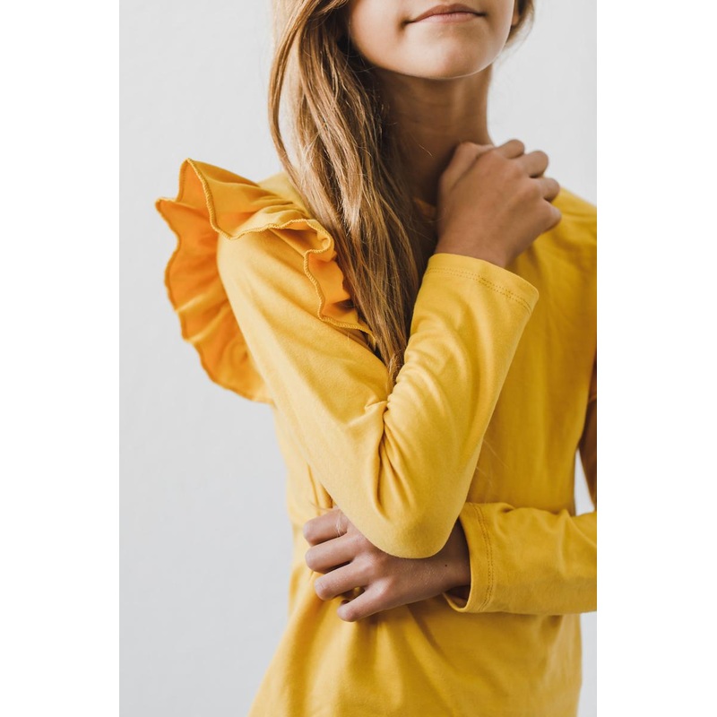 Mustard L/S Ruffle Tee|6-12M|12-24M|2T|3T|4T|5/6|7/8|9/10