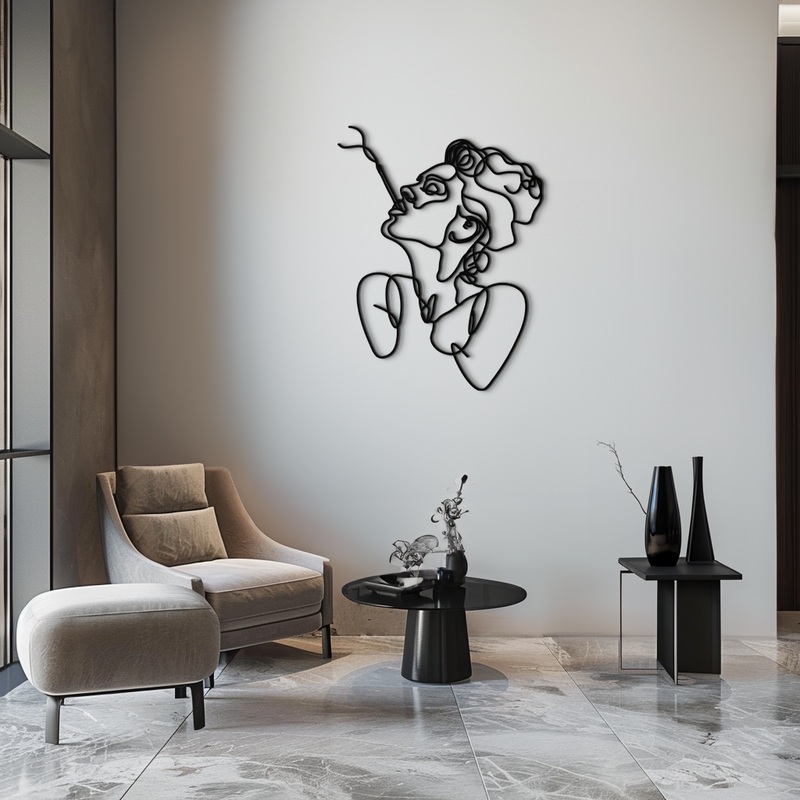 Abstract Feminine Line Art Metal Wall Decor – Minimalist Modern Design – KAF072
