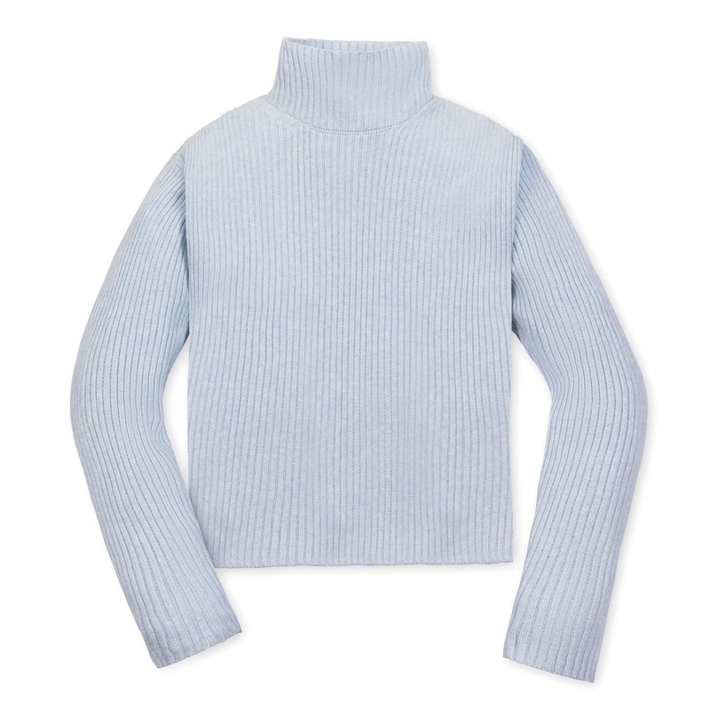 Organic Funnel Neck Sweater|X-Small|Small|Medium|Large|X-Large|XX-Large|Light Blue Heather