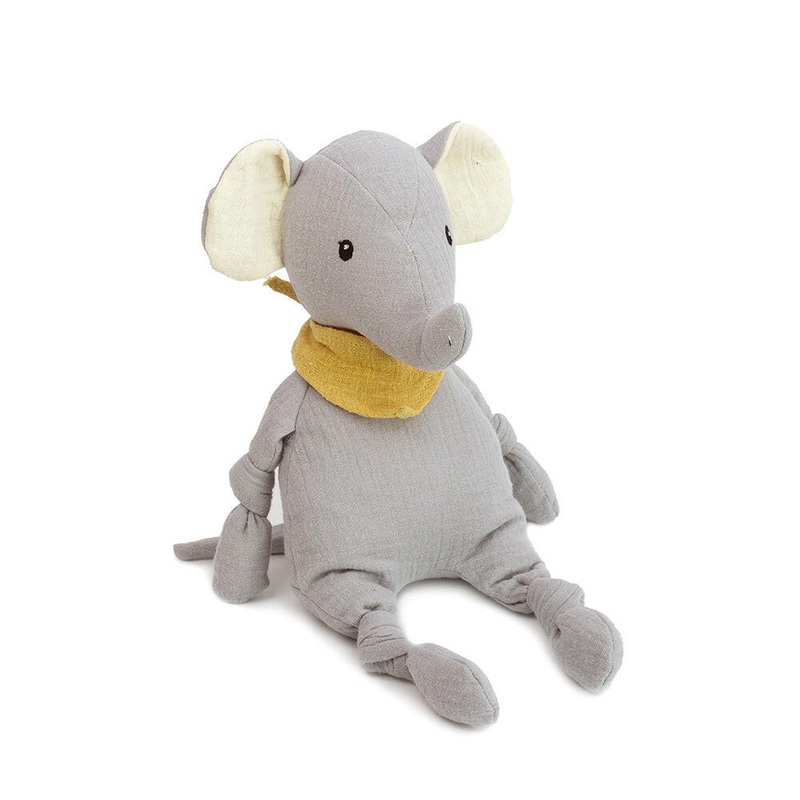 OZZY ELEPHANT MUSLIN KNOTTED SOFT DOLL